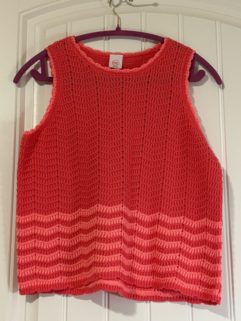 wonder nation Coral and Light Coral Crochet Tank Top
